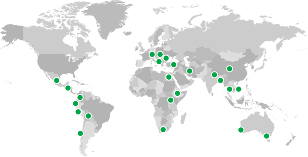 Map of branches and associated companies of bio.inspecta